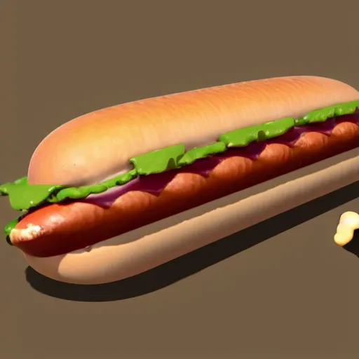 Image similar to pudge from dota 2 eating hot dog. photorealistic. highres. 3 d.