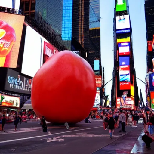 Image similar to a giant tomato on times square