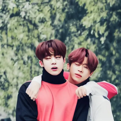 Prompt: BTS Jimin hugging BTS Jungkook, 8k, photograph,
