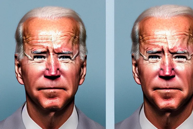 Image similar to mugshot of joe biden using a obviously fake mustache