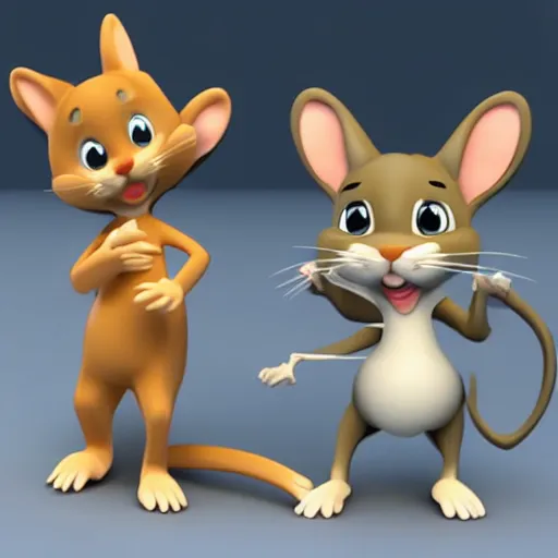 Prompt: a 3d model of Tom and Jerry