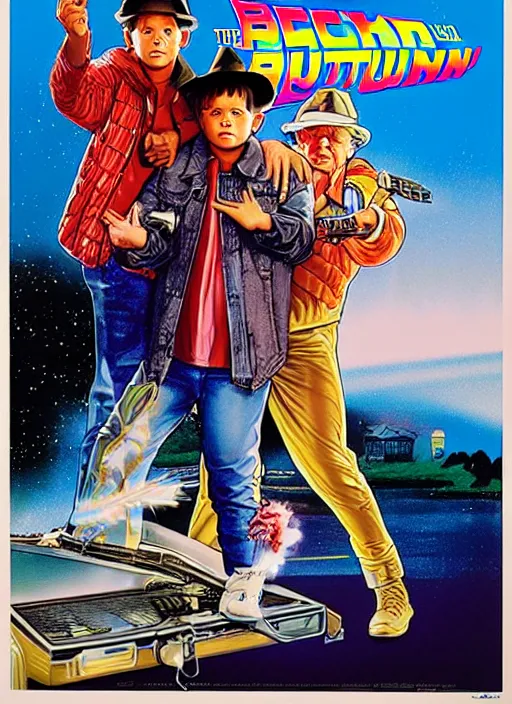 Image similar to movie poster by drew struzan for the back to the future ii.