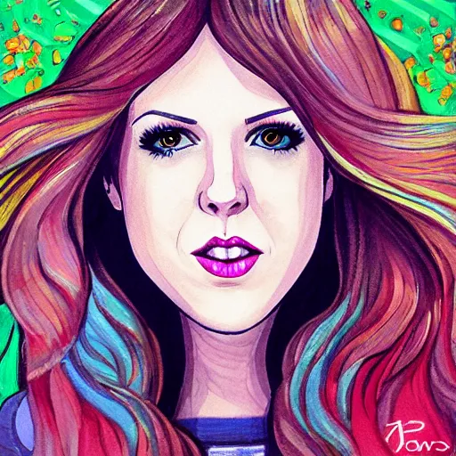 Image similar to anna kendrick in the style of jeremiah ketner