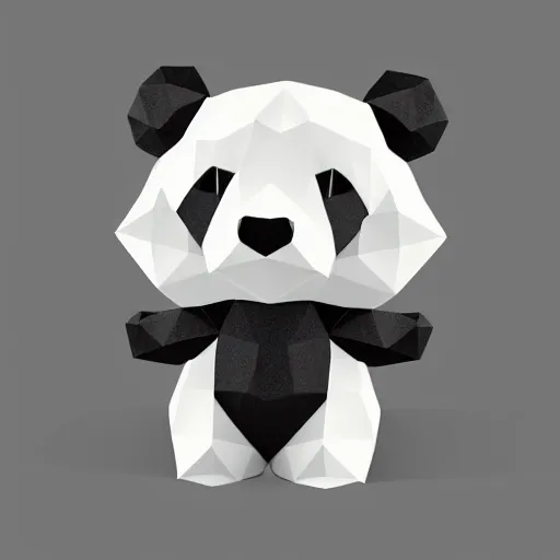 Image similar to a low poly isometric render of a cute panda