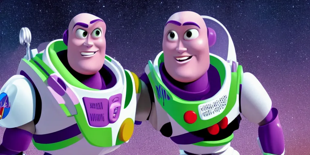 Image similar to buzz lightyear on the moon horror cinematic jordan peele, dark monster aliens blood