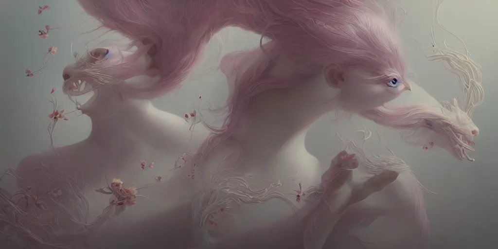 Image similar to breathtaking delicate detailed concept art painting creature, by hsiao - ron cheng, bizarre compositions, exquisite detail, pastel colors, 8 k