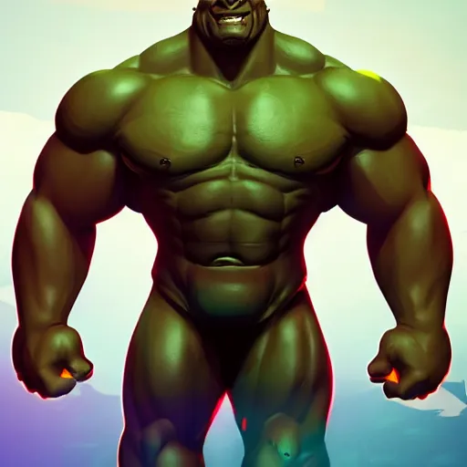 Image similar to upper body illustration of a dwayne johnson as an orc, green skin, strong chest, mattepainting concept blizzard pixar maya engine on stylized background splash comics global illumination lighting artstation, sharp focus, lois van baarle, ilya kuvshinov, rossdraws