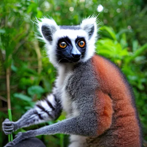 Image similar to rich lemur wearing gold armor