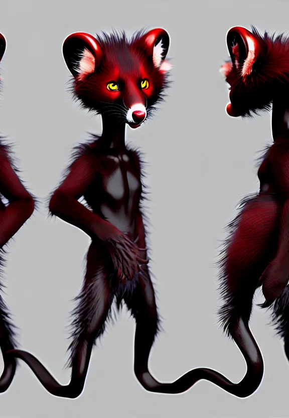 Image similar to furry - male - red - black - weasel - chaos theorist - fursona uhd ue 5 visual novel pc game expressions, photorealistic