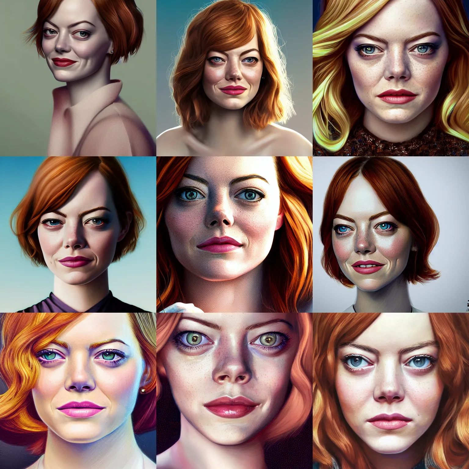 Prompt: highly detailed portrait of emma stone by loish, global illumination, radiant light, detailed and intricate