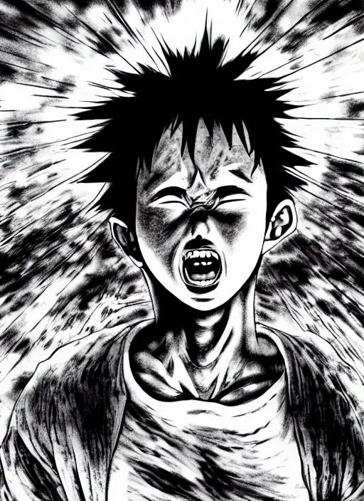 Image similar to Hyperrealistic photograph of Tetsuo from the manga Akira, hyper detailled, 4k