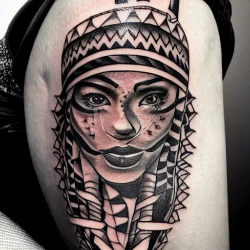 Image similar to female tribal tattoo, detailed