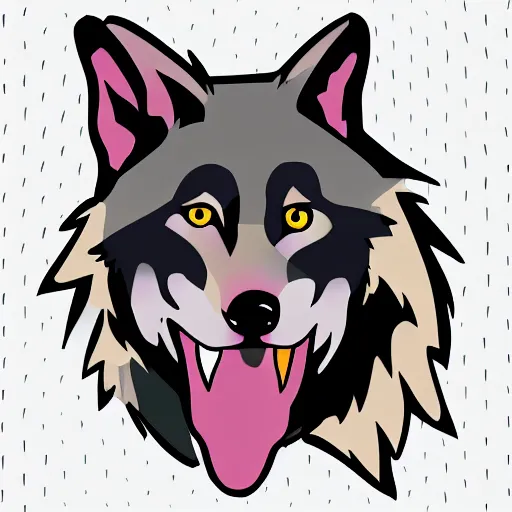 Image similar to retard wolf portrait, pop ar cartoon style