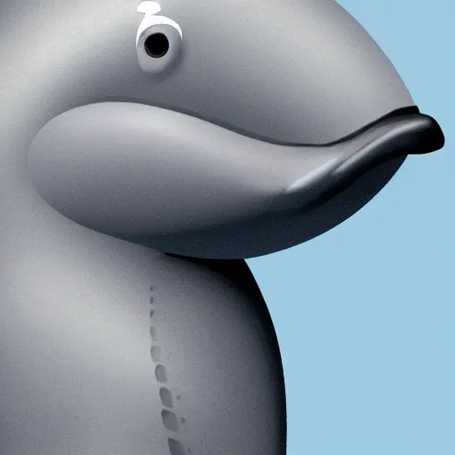 Image similar to An anthropomorphic grey dolphin wearing a white lab-coat, digital painting, close-up