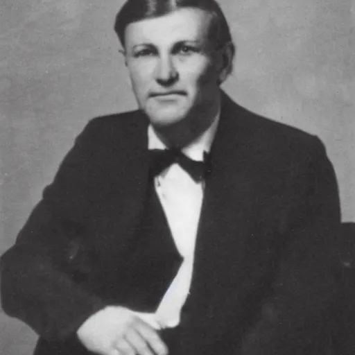 Image similar to Photo of a man in a black suit and tie with his arms at his side