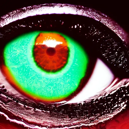 Image similar to macro - shot, closeup of eye made of lava