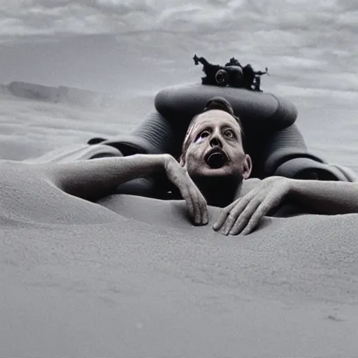 Image similar to photo of Steve buscemi as a sandworm from Dune, sharp lighting, high contrast