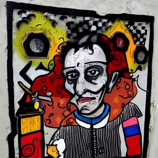 Image similar to transylvanian folk art, in the style of graffiti, made by jr