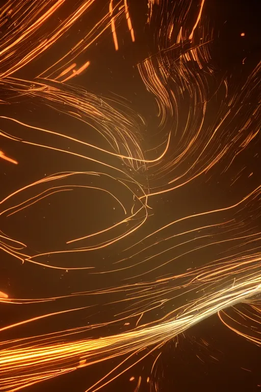 Prompt: thin swirling tribal light streaks and ornate flowing light streams and smooth particle effects, unreal engine