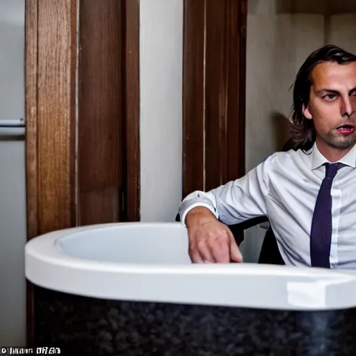 Prompt: thierry baudet on a bidet