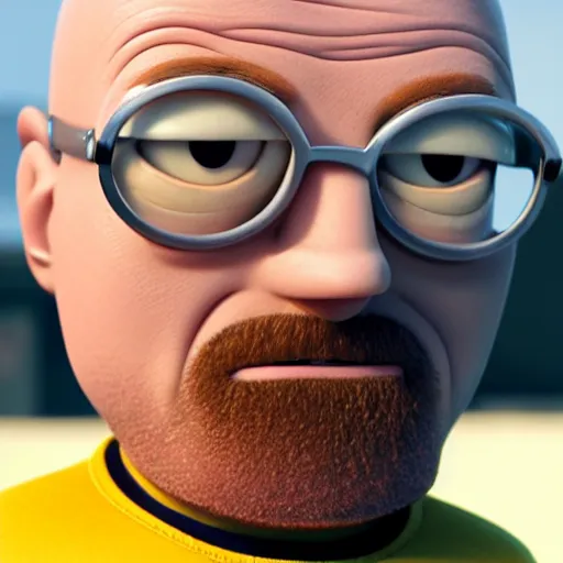 Image similar to Walter White as Gru in Despicable Me, artistic, 8k, octane render, pixar, minions