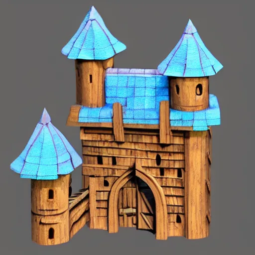 Prompt: wooden castle,cartoony,isometric sky view,3D,diorama,high quality!!!!!!!!!!!!!!!