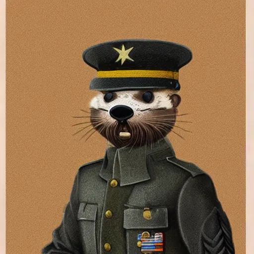 Image similar to anthropomorphic otter in military uniform