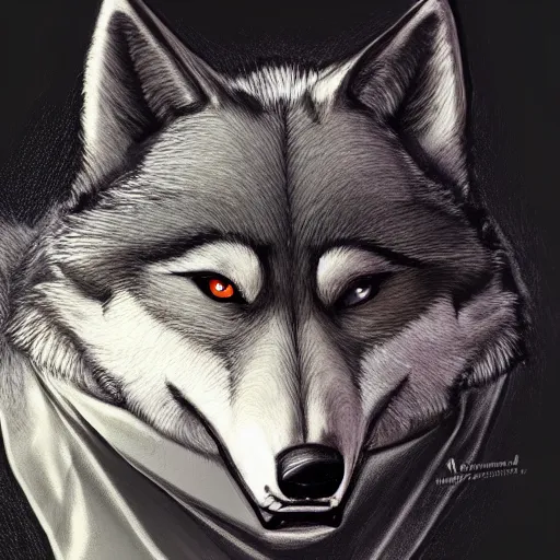 Image similar to an anthropomorphic wolf in a black doublet looking out over the hills, artstation hq, stylized, sharp focus, concept art, furaffinity fursona, furry, anthropomorphic, digital art by ayami kojima