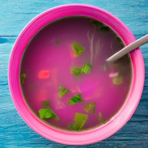 Image similar to photo of a cyan and pink soup