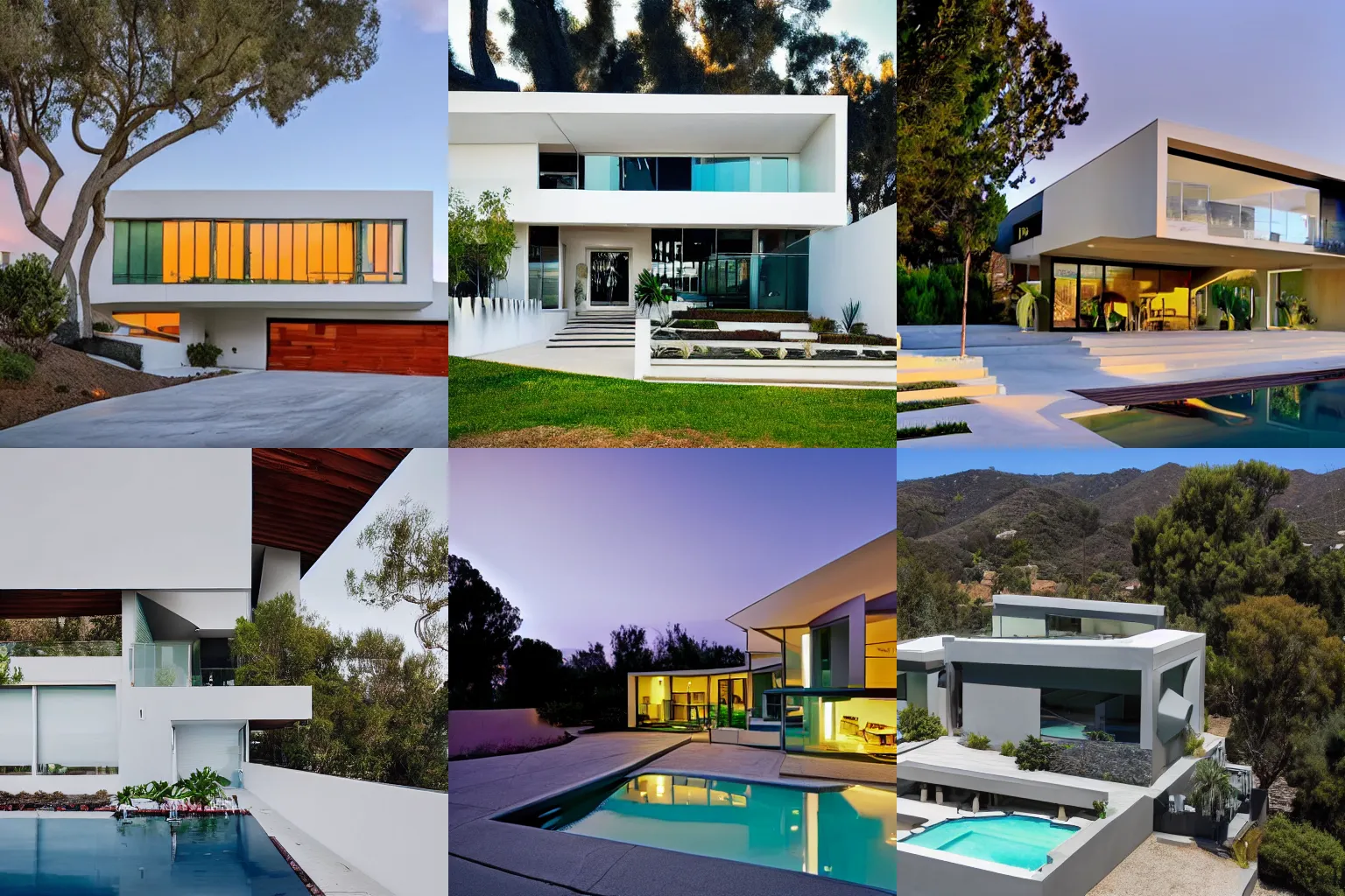 Prompt: y2k aesthetic modern house in the LA hills