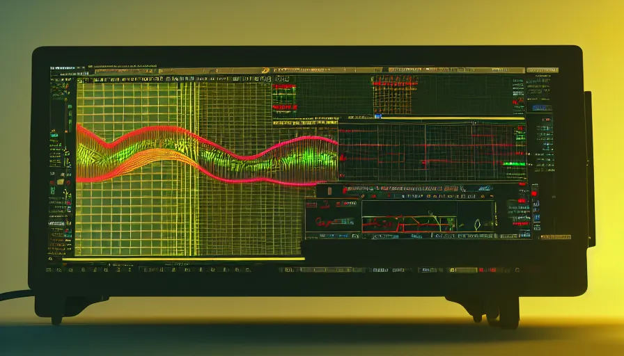 Image similar to rct screen showing oscilloscope on old soviet machine, volumetric lighting, photorealistic rendering, artstation, redshift, octane, golden ratio