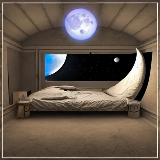 Image similar to a moon - themed bed, trending on artstation, hdr