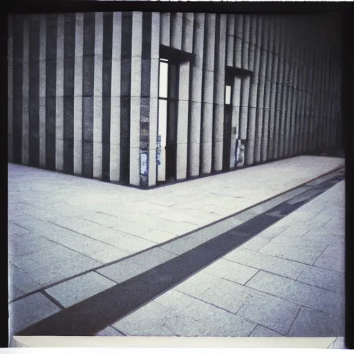 Prompt: an empty town square designed by ryoji ikeda, photograph, polaroid