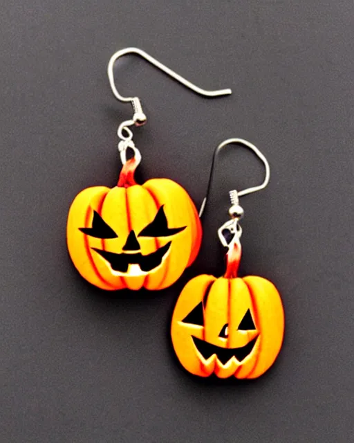 Image similar to spooky jack'o'lantern, 2 d lasercut earrings,