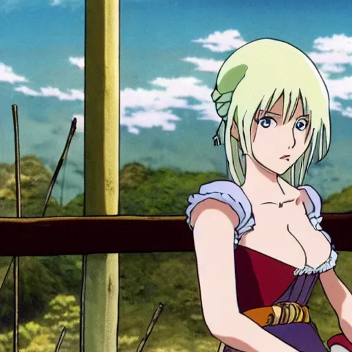 Image similar to screenshot of ciri from an anime by studio ghibli