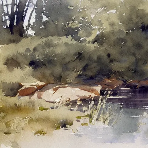 Image similar to watercolor lanscape by anders zorn