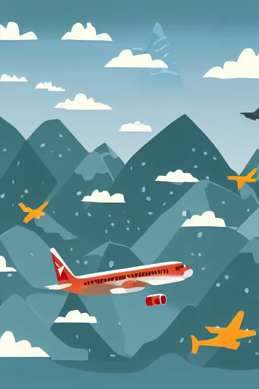 Image similar to airplane mountain flat vector illustration digital art trending on artstation