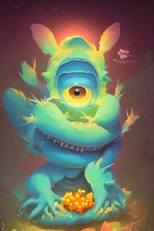 Image similar to smurf ghost creature animal sushi cristal very big eye roots cactus elemental flush of force nature micro world fluo fishscale, behance hd by jesper ejsing, by rhads, makoto shinkai and lois van baarle, ilya kuvshinov, rossdraws radiating a glowing aura global illumination ray tracing hdr