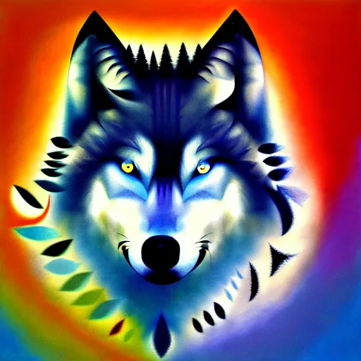 Image similar to wolf, abstract art