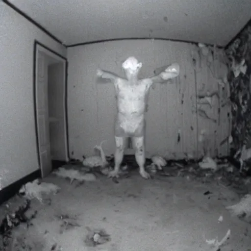 Image similar to 1 9 9 3, disposable camera, flash, old house, creature, meat, ooze, slime, veins, pov