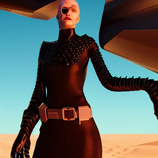 Prompt: evil dune movie inspired avant-garde art, deco fashion, highly detailed, photorealistic portrait, bright studio setting, studio lighting, crisp quality and light reflections, unreal engine 5 quality render