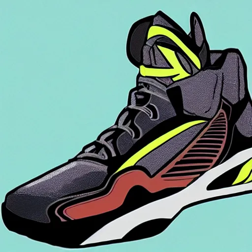 Image similar to photograph of sneakers, for basketball players, with an aerodynamic design, inspired by pokemon nidoqueen style