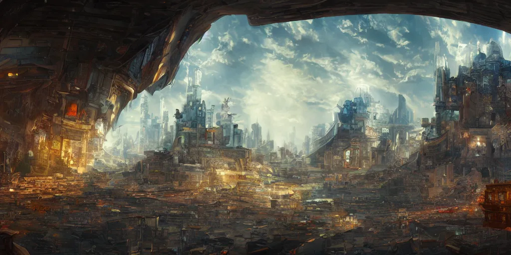 Prompt: a utopian city protected by a huge dome with a huge crack, mixed media, concept art, digital painting, trending on artstation, highly detailed, epic composition, 8 k uhd