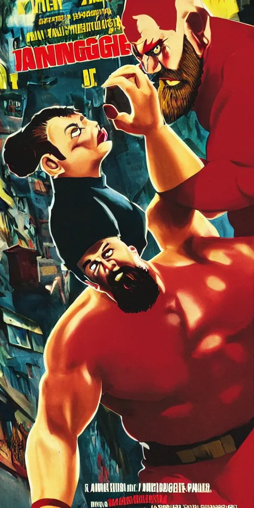 Image similar to movie poster of zangief starring in amelie