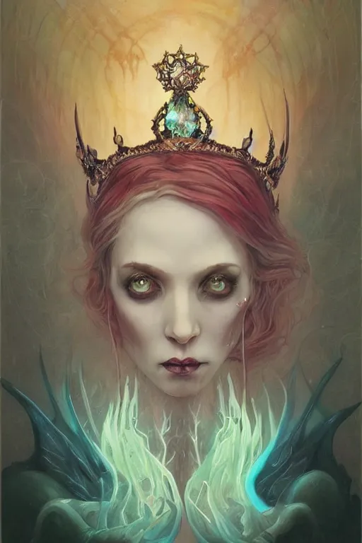 Image similar to jeweled Crown, other worldly, fairy necromancer court, bones, art nouveau, by Anato Finnstark, Tom Bagshaw, Brom