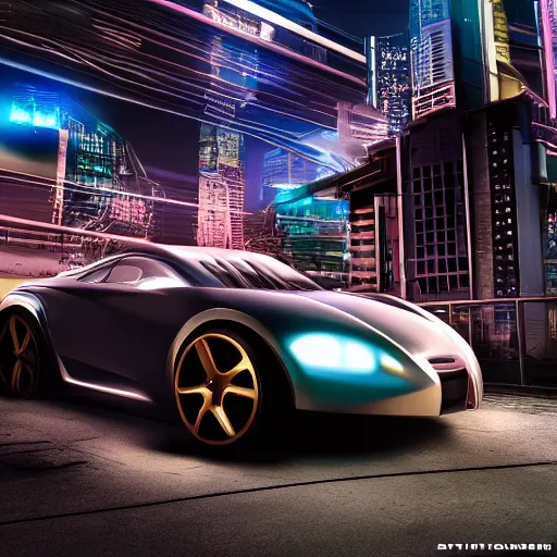 Image similar to cyberpunk car, photorealism, professional photography