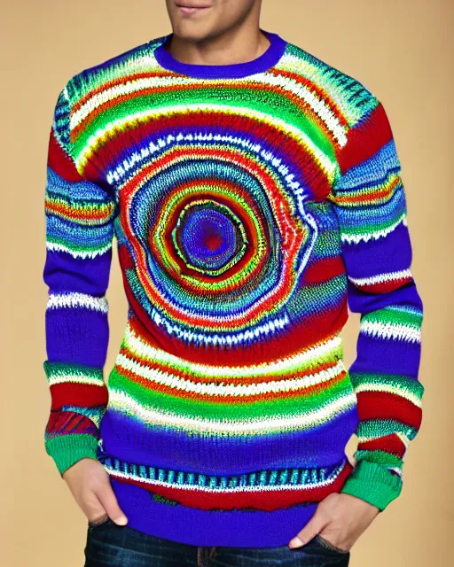 Image similar to psychadelic coogi sweater patterns