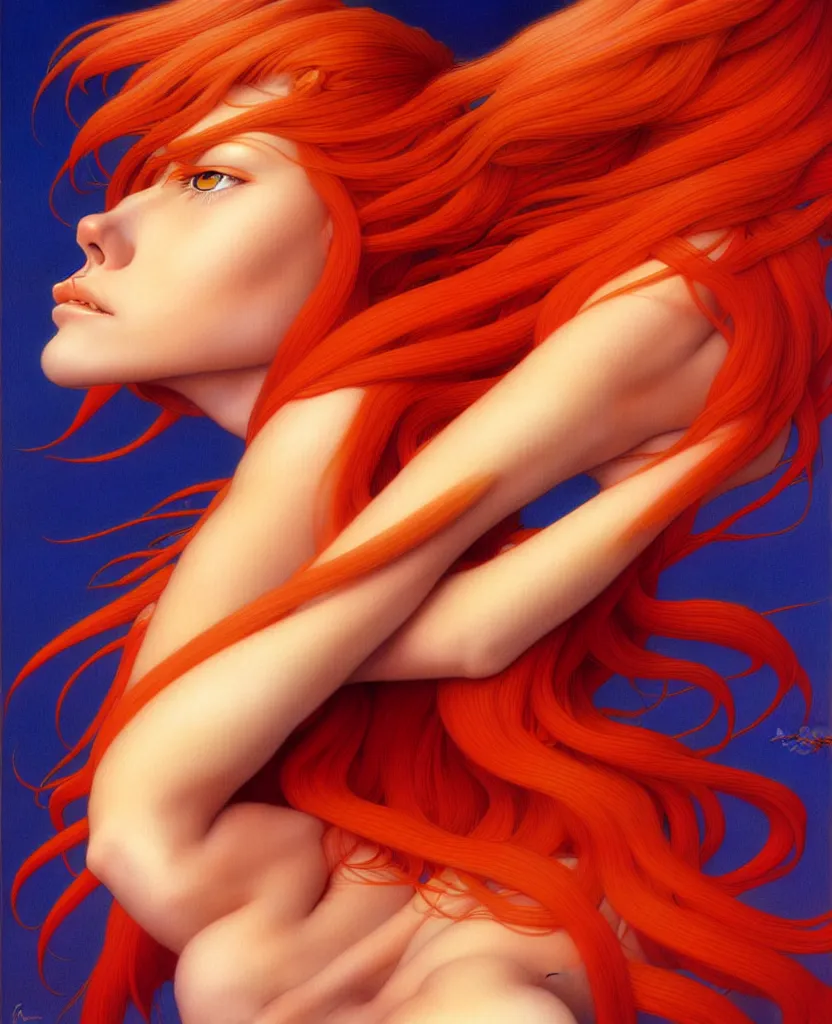 Prompt: detailed, asuka langley, by evelyn de morgan, peter andrew jones