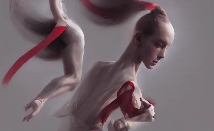 Image similar to ballet dancer, soft grey and red natural light, intricate, digital painting, artstation, concept art, smooth, sharp focus, illustration, art by greg rutkowski and luis rollo and uang guangjian and gil elvgren, symmetry!