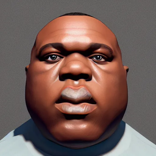 Image similar to Low-poly Clay render of a cute notorious BIG; trending on artstation, Octane render, Unreal Engine, highly detailed